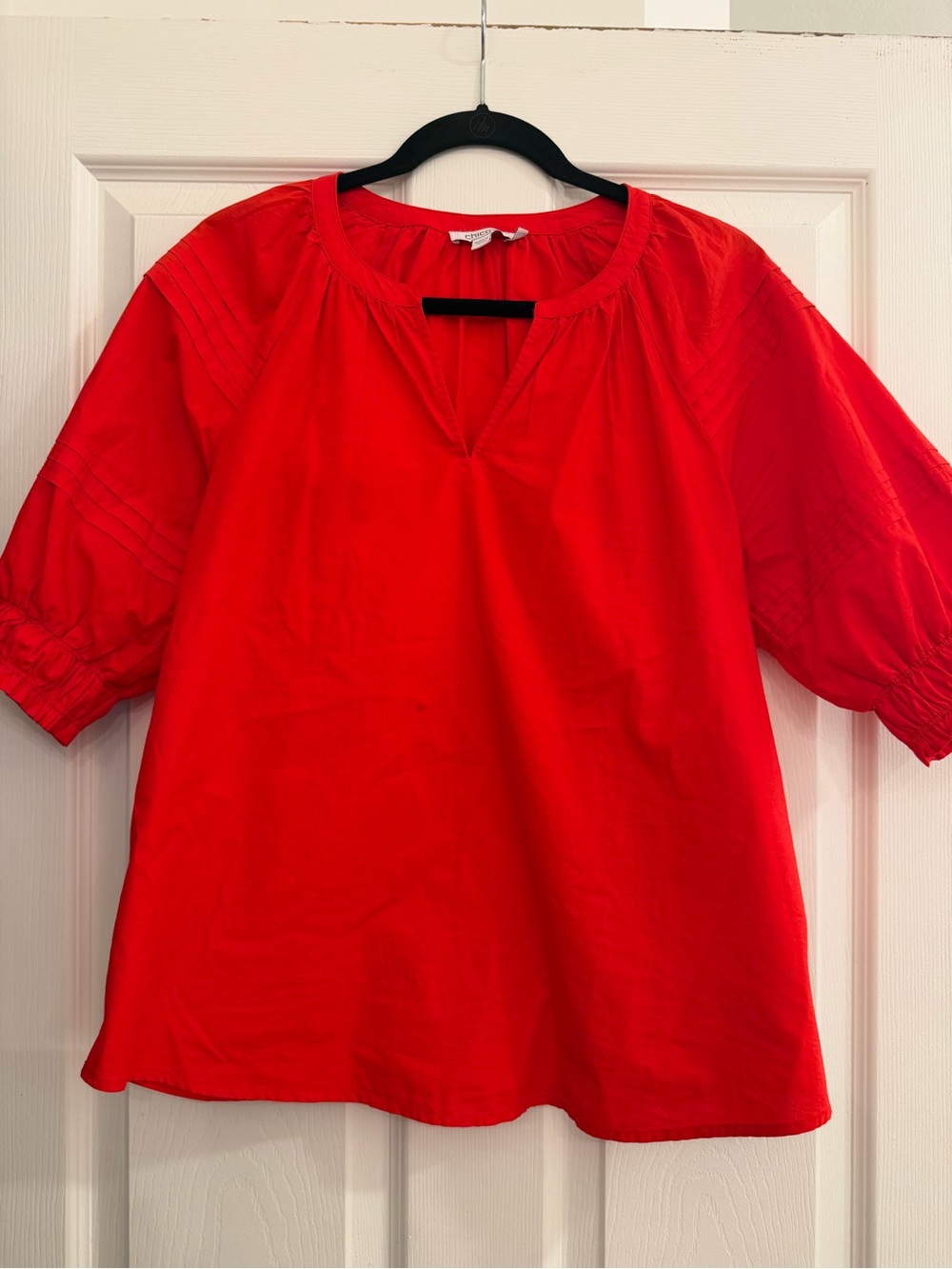 Chico's Red Split-Neck Peasant Tunic